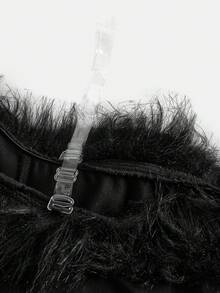 Firerie Kids Firerie Kids Tween Girl Elegant Plush Patchwork Off Shoulder Mesh Rhinestone Embellished Solid Color Ruffle Long Sleeve Ruched Hem Dress, Suitable For Christmas, New Year, Daily Party, Black - Black - View 6