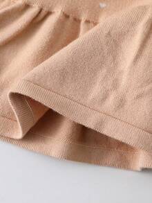 Vestido de suéter de punto a lunares para niñas, lindo y casual en rojo, suave y cómodo, adecuado para uso diario, salidas, viajes, vacaciones, hogar, guardería y juego de niños