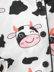 Cozy Pixies 2件套女婴卡通奶牛印花针织软领开衫和松紧腰裤套装 - 彩色 - 查看 5