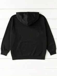 EMERY ROSE Christmas Wine Glass Pattern Plus Size Sweatshirt - Black - View 2