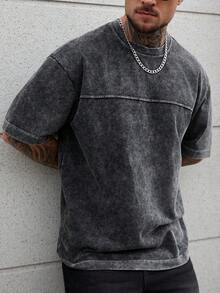 Manfinity CasualCool 男士休闲纯色圆领短袖T恤 - 黑色 - 查看 6