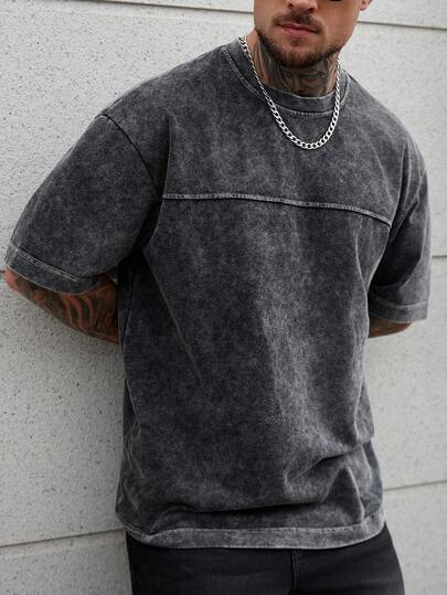 Manfinity CasualCool Áo thun nam cổ tròn tay ngắn màu trơn thường ngày
