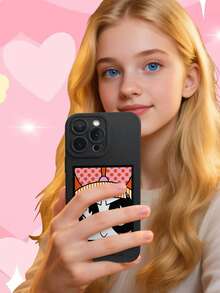 THE POWERPUFF GIRLS X SHEIN 1pc Cartoon Blossom Pattern Black Mobile Phone Case,Streetwise & Sweet, Compatible With IPhone 16/16 Plus/16 Pro/16 Pro Max, 15, 14, 13, 12, 11, X, XS Max , IPhone 17/17 Pro/17 Air/17 Pro Max Series, Compatible With For Galaxy S25,Galaxy S25 ULTRA,24,23,22series,Classic Mixed Style - Black - View 4