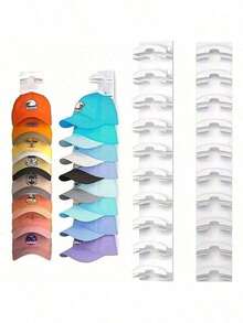 1/2pcs Heavy Duty 10-Tier Baseball Cap Organizer Rack, Sturdy Hanging Storage Holder For Hats, Suitable For Door, Cabinet, Wall And Entryway, Practical Home Storage Accessory - Multicolor - View 7