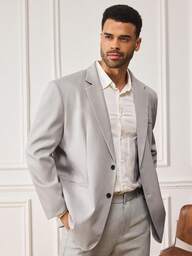 EASEVO Plus Size Men's Solid Color Minimalist Casual Long Sleeve Blazer