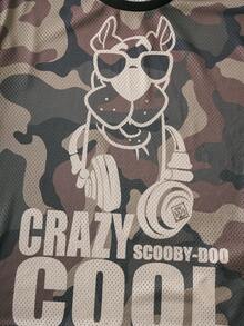 SCOOBY-DOO X SHEIN 青少年男孩狗狗迷彩印花网眼运动衫宽松长袖T恤 - 彩色 - 查看 6