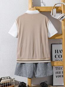 SHEIN Tween Boy Casual 2 In 1 Gentleman Suit Set - Grey - View 7