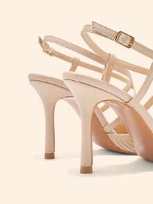 CUCCOO BASICS 女士尖头搭扣设计日常百搭时尚高跟鞋 - 杏色 - 查看 4