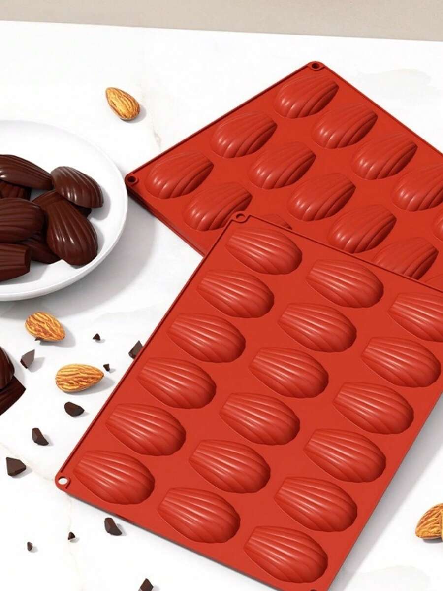 1个硅胶空心壳玛德琳蛋糕模具布丁果冻烘焙模具巧克力烘焙模具 - 棕色 - 查看 1