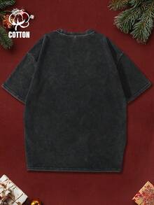 Manfinity 男士休闲水洗T恤、圣诞休闲水洗T恤、复古节日图案休闲T恤以及印有圣诞帽和圣诞老人图案的短袖T恤都非常受欢迎。这款休闲、简约又时尚的上衣也是送给哥哥姐姐或父亲的绝佳礼物。 - 黑色 - 查看 2