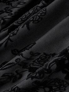 SHEIN MOD Váy lưới khoét lỗ nhung Jacquard cỡ lớn mùa hè mới, Đầm ôm body ren xếp nếp cho kỳ nghỉ lãng mạn, Đầm tiệc trà mùa hè, Đen & Đỏ rượu - Màu xanh lá cây đậm - Xem 4