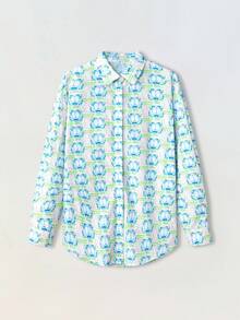 Maija GARFIELD | SHEIN Women's Cartoon Pattern Front Button Casual Long Sleeve Shirt - Multicolor - View 5