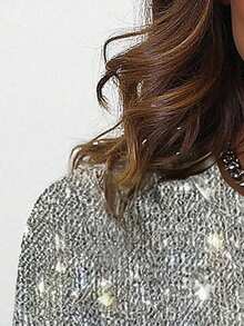 EMERY ROSE Felpa girocollo alla moda con spalle scoperte e glitter su tutta la larghezza per donne