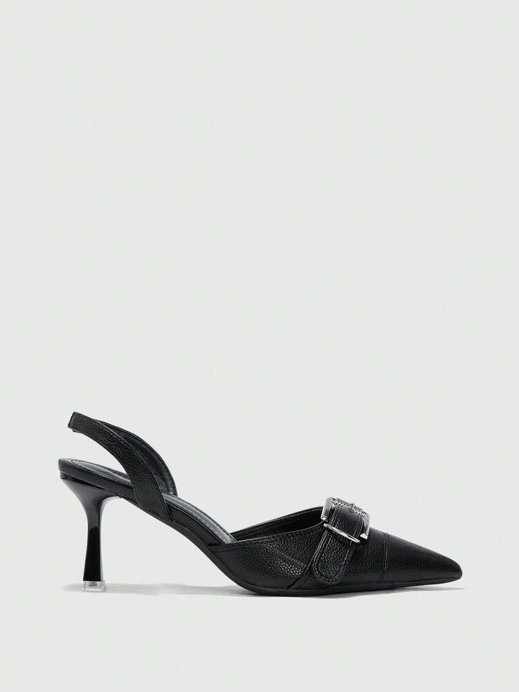 CUCCOO BIZCHIC Women's Pointed Toe Buckle Design Fashion Daily Wear High Heel Sandals