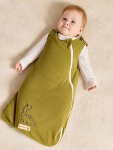 Cozy Pixies 秋冬季刺绣恐龙婴儿睡袋（1个装），厚实柔软保暖，适合新生儿日常使用，通过Oeko-Tex认证 - 墨綠色 - 查看 2