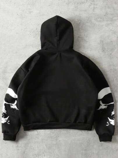 Street Life Men's Loose Fit Graphic Print Hoodie, Retro Street Style