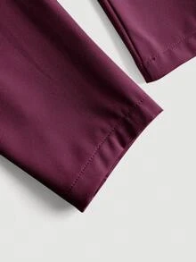 SHEIN MOD Chaqueta corta con detalles de botones en sólido para otoño/invierno - Burdeos - Ver 3
