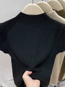 Airaco Suéter Casual Feminino de Gola Alta e Manga Dolman, Outono/Inverno - Multicolorido - Visão 2