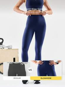 GLOWMODE 24'' CoreHold FeatherFit™-Sculpt CoreHold No Slip Fit Boning Tummy Control No Front Seam Leggings With Side Pockets Medium Impact Workout Jogging Gym Training  Spring Summer - Dark Blue - View 6