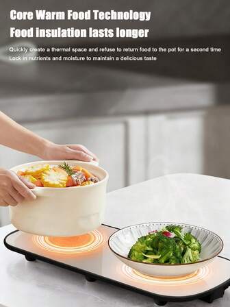 JMMO Multi Functional Hot Dish Insulation Board With Warm Vegetable Board, Intelligent Food Heating Board, Dining Table Circular Turntable Heating Pad