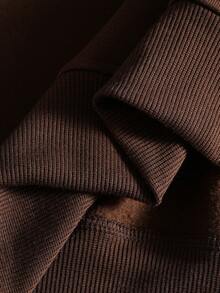 PAVTROS 男士休闲时尚街头连帽衫，字母刺绣，宽松版型，保暖内衬，秋冬季，宽松，印花，朋友，另类，朋友，街头服饰，男士，慢跑，连帽衫，长袖上衣 - 棕色 - 查看 9