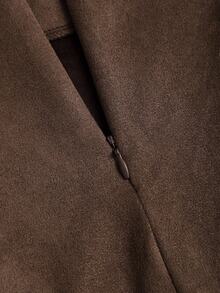 Sweetra Petite Autumn/Winter Merrily Colored Suede Pleated A-Line Mini Skirt, Petite Women