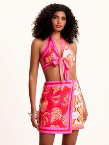 CAJUNI Jupe enveloppante à imprimé tout-sur-tout, décontractée et de vacances, plage, tenue de villégiature, été, paréo - Multicolore - Voir 8