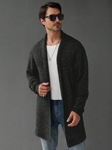 Manfinity Homme Cardigan largo de manga larga informal para hombre - Multicolor - Ver 3