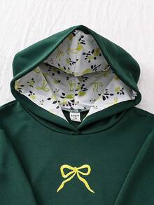 Áo nỉ màu hồng thêu nơ dễ thương dành cho bé gái tuổi teen - Màu xanh lá cây đậm - Xem 6