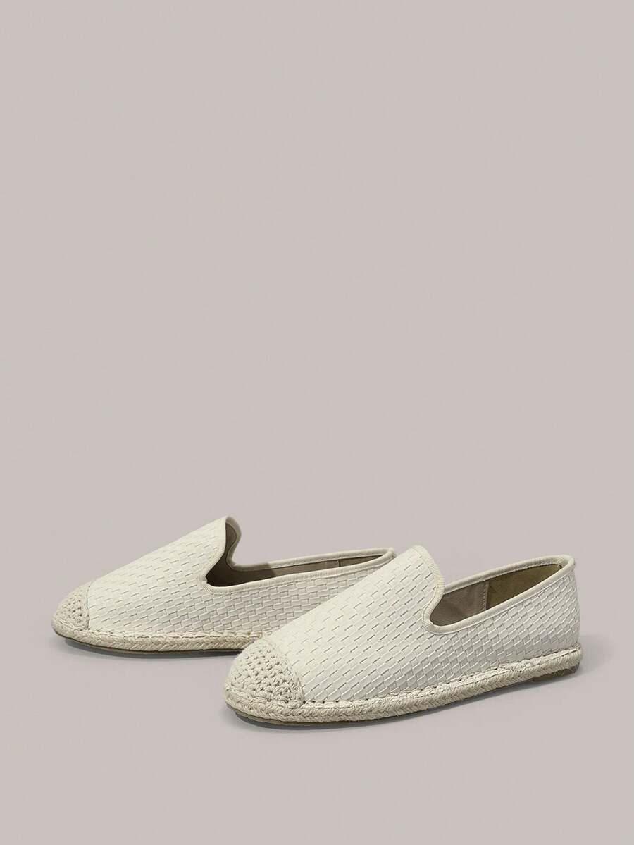 Styleloop Alpargatas planas para mujer, zapatos casuales con decoración de patchwork, color albaricoque puro, sin talón, para vacaciones - Beis - Ver 1