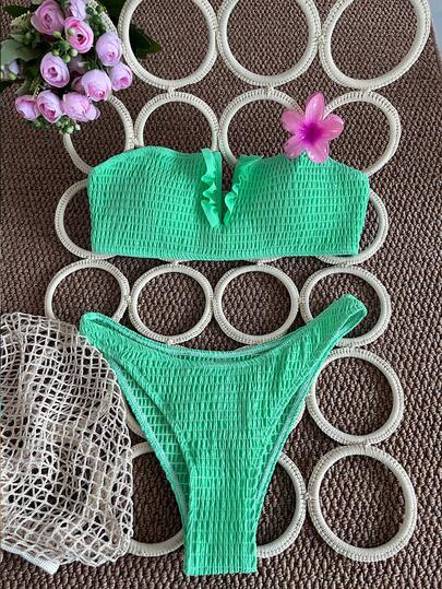 Swim Mod 纯色吊带泳衣，适合度假和海滩穿着