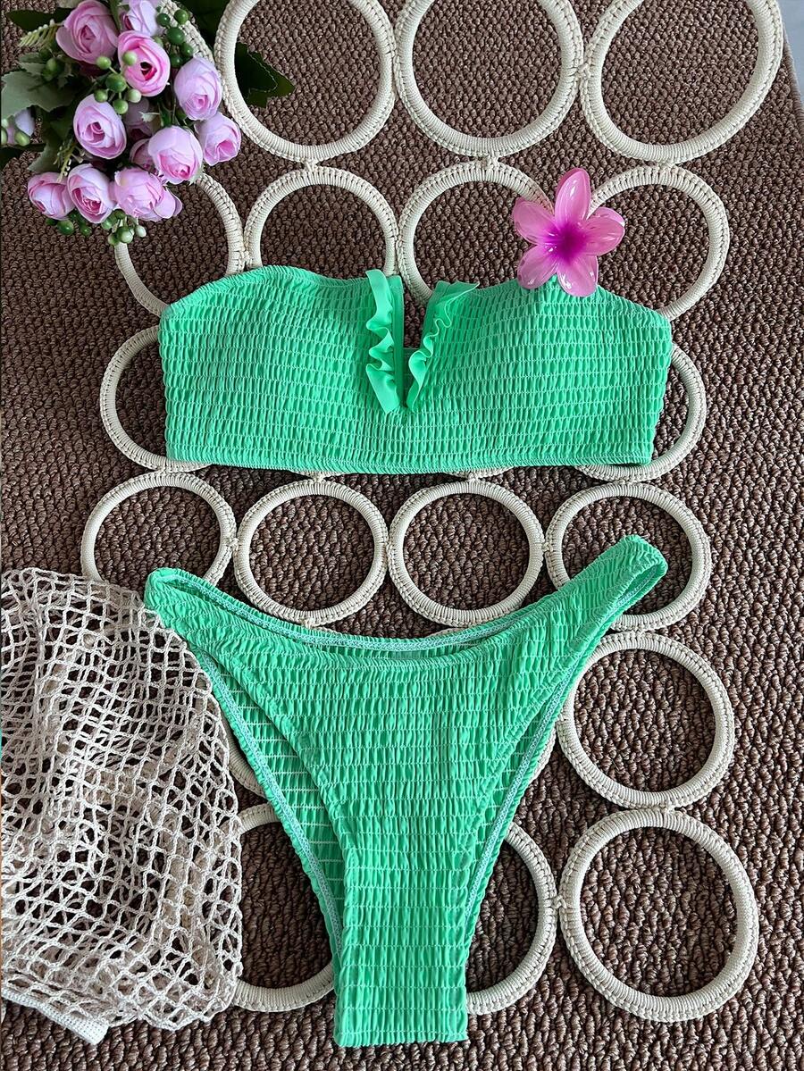 Swim Mod 纯色吊带泳衣，适合度假和海滩穿着 - 薄荷綠 - 查看 1