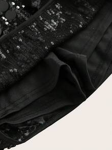 SHEIN Girlism Teen Girls Black Beads Snug Fit Super Short Mini Skirt Sequin Skirt Girl Sequin Skirt Black Sequin Skirt Girls Sparkle Skirt Black Skirt