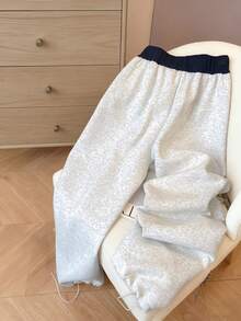 Resyla 女式刺绣撞色抽绳腰休闲运动裤