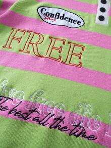 ROMWE MEN Men's Contrast Stripe Preppy Half-Zip Casual Long Sleeve Patchwork Collar Sweater - Green - View 9