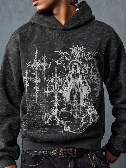 Street Life Men's Dark Graphic Print Hoodie Sweatshirt