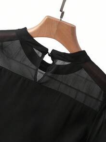 GlowEve CURVE Exquisite & Elegant  Plus Size Women Solid Color Lantern Sleeve Ruffle Hem Elegant Dress Fall Cloth For Women - Black - View 7