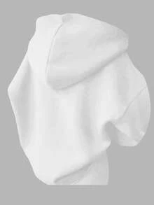 SHEIN EZwear 大码女式白色休闲超大长袖宽松连帽运动衫，带口袋，适合秋冬季 - 白色 - 查看 2