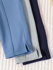 SHEIN 男童休闲可爱经典宽松套头卫衣长裤套装，3件套，买二送一，适合外出、上学、聚会、秋冬季穿着。 - 藏蓝色 - 查看 5