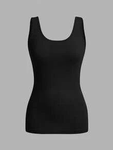 EMERY ROSE 3pcs Casual Solid Black Camisole Tops, Slim Fit, Suitable For Summer Outings And Layering - Black - View 9