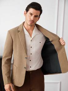 Core Aspect 男士时尚休闲灯芯绒翻领西装外套 - 駝色 - 查看 7