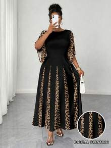 Maweii Vestido con estampado digital de leopardo para mujer, adecuado para diversas ocasiones como temporada de graduación, fiestas de regreso a la escuela, citas y uso diario. Tiene múltiples estilos que incluyen moda, elegante, casual, sexy y ropa de calle. Adecuado para otoño, invierno, primavera, verano, primavera/otoño, otoño/invierno. Vestido de manga corta, vestido casual, vestido de fiesta