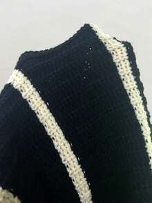 Flirla 性感露肩宽松黑白条纹女式毛衣 - 彩色 - 查看 6