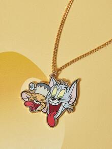 TOM & JERRY X SHEIN 1套女士时尚卡通元素休闲项链耳环套装 - 金色 - 查看 2