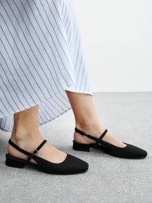 CUCCOO BIZCHIC Women's Pointed Toe Buckle Design Casual Slip-On Flats For Christmas - Black - View 5