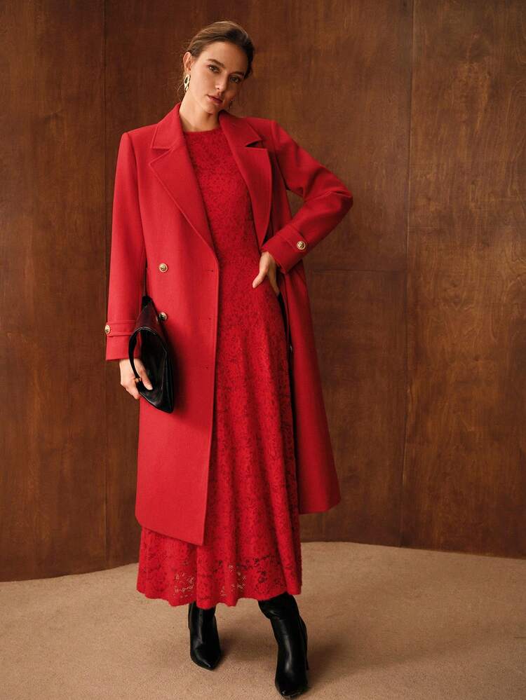 WOMEN'S AUTUMN/WINTER ELASTIC LACE LONG DRESS