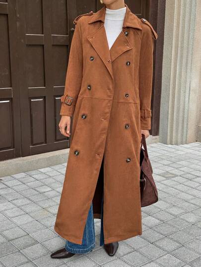 Siren Gaze Women's Solid Color Minimalist Everyday Long Sleeve Coat Winter Brown Brown Jacket Women's Winter Clothes Old Style