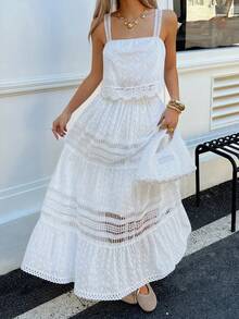 DAZY Conjunto informal de dos piezas de top de tirantes y falda para el estilo de vacaciones de verano de las mujeres - Blanco - Ver 5