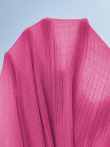 Swim Vcay Women's Summer Beach Solid Color Sleeveless Frill Trim Tie Front Cover Up Dress - Hot Pink - View 8