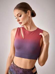 Menodora SHEIN Sport Áo ngực thể thao không tay tối giản Ombre dành cho nữ hàng ngày - Màu đỏ tím - Xem 1